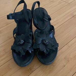 Black Wedge Sandals
